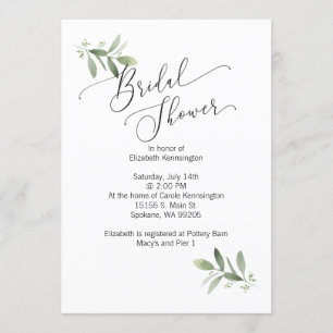 Bridal / Wedding Shower Invitation with eucalyptus