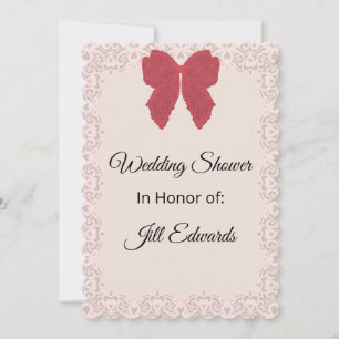 Bridal Wedding Shower Vintage Red Bow Invitation