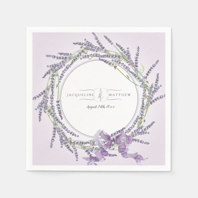 Bridal Wedding Shower Watercolor Lilac Lavender Napkin (Front)