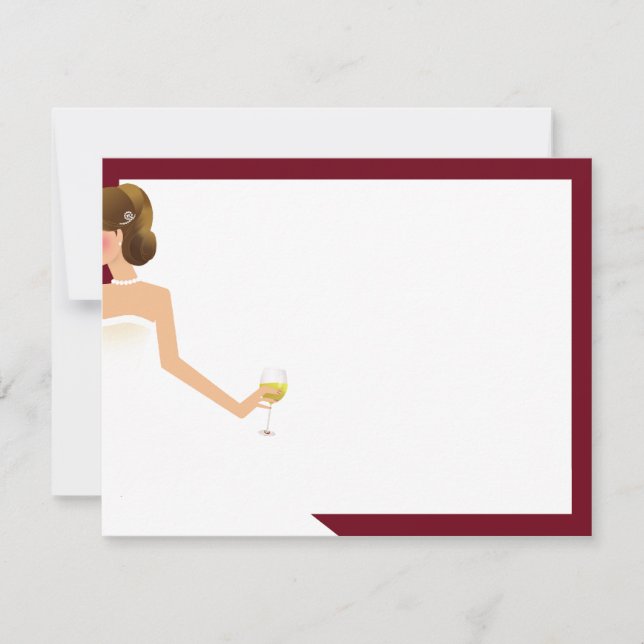 Bridal wine brunette burgundy blank card 4x6 (Front)