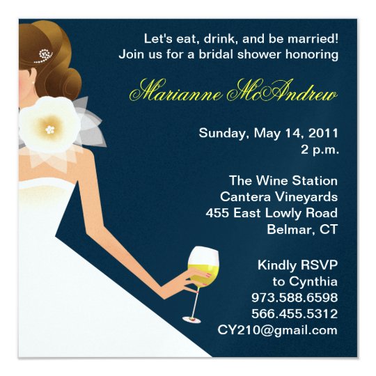 Bridal wine brunette on navy card