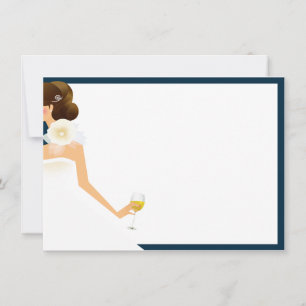 bridal wine brunette on navy Extra notecard