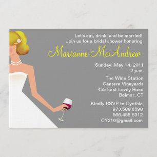 bridal wine invitation silver blonde pearls