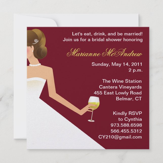 bridal wine invitation with pearls (Front)