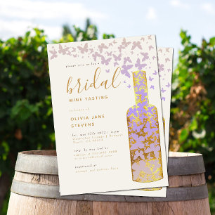 Bridal Wine Tasting Gold Lilac Butterflies Boho Invitation