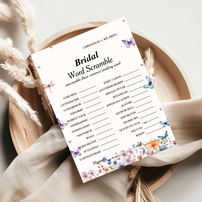 Bridal word scramble bridal shower game card (Creator Uploaded)