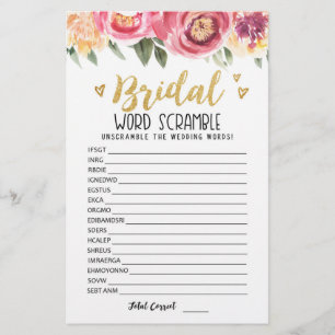 Bridal word scramble game with Answers