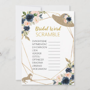 Bridal Word Scramble Horse Race Hat Theme Game Invitation