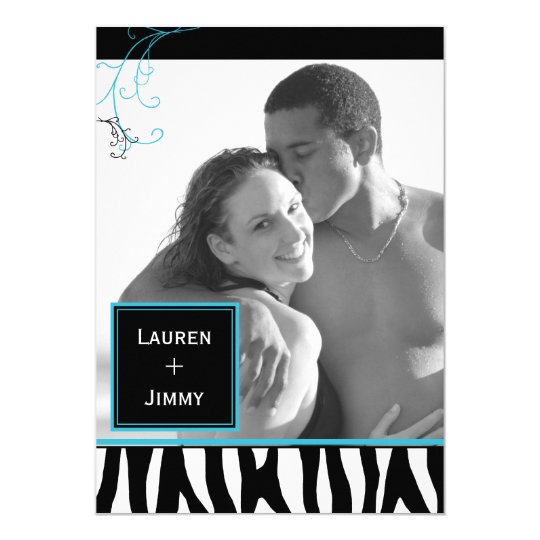 BridalHeaven Zebra Pattern Photo Save the Date Card