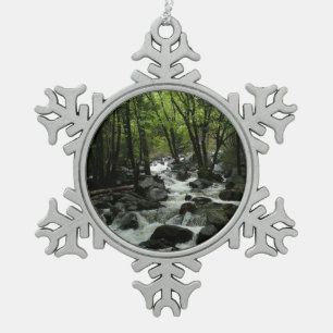 Bridalveil Creek in Yosemite National Park Snowflake Pewter Christmas Ornament