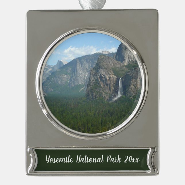 Bridalveil Falls and Half Dome at Yosemite Silver Plated Banner Ornament (Front)