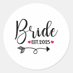 Bride 2025 Wedding Matching Mrs Est 2025 Married _ Classic Round Sticker