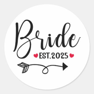 Bride 2025 Wedding Matching Mrs Est 2025 Married Classic Round Sticker