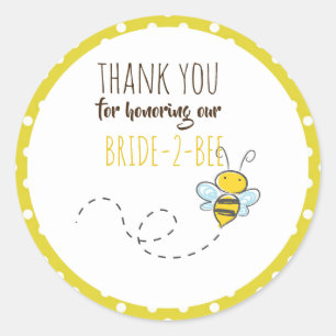 Bride 2 BEE Cute Yellow Wedding or Bridal Shower Classic Round Sticker