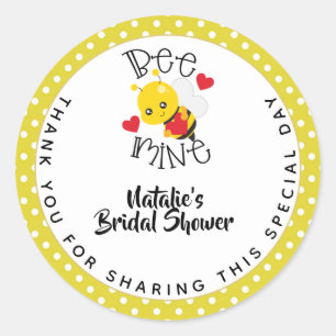 Bride 2 BEE Cute Yellow Wedding or Bridal Shower Classic Round Sticker