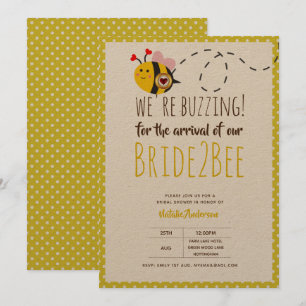 Bride 2 BEE Cute Yellow Wedding or Bridal Shower Invitation