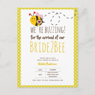 Bride 2 BEE Cute Yellow Wedding or Bridal Shower Postcard