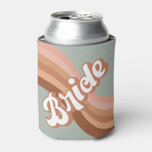 Bride 70s Groovy Retro Boho Chic Can Cooler