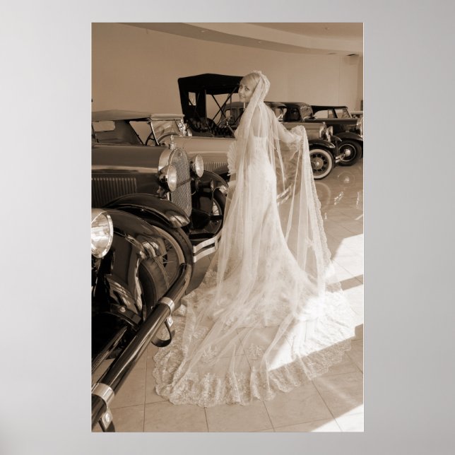 Bride And Antique Cars Poster (Front)