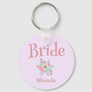 Bride and Beauty Bouquet of Flowers Key Ring