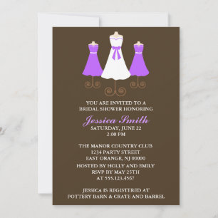 Bride and Bridal Party Gowns Wedding Shower Invitation