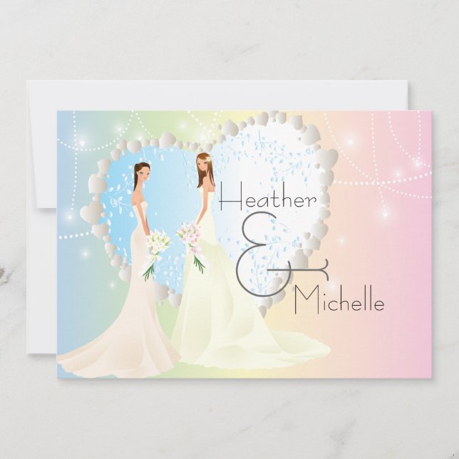 Bride and Bride Lesbian Wedding Invitation (Front)