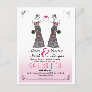 Bride and Bride - Lesbian wedding invitation Postcard