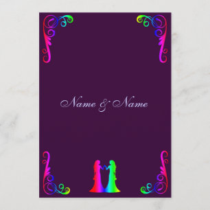 Bride and Bride - Rainbow and Purple Wedding Invitation