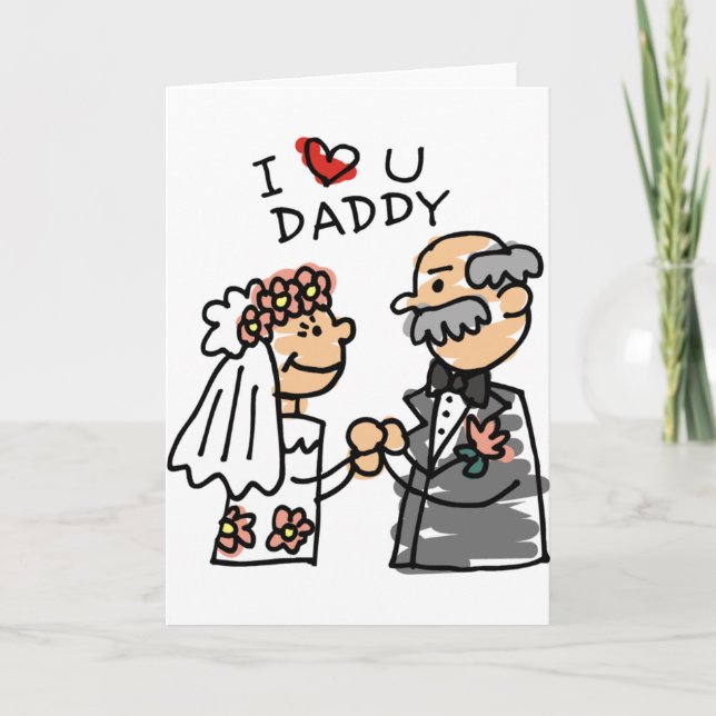 Bride And Father On Wedding Day Before Ceremony Card (Front)