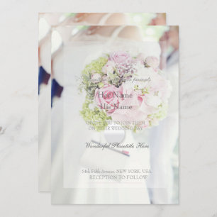 Bride and Flower Bouquet Wedding Invitation