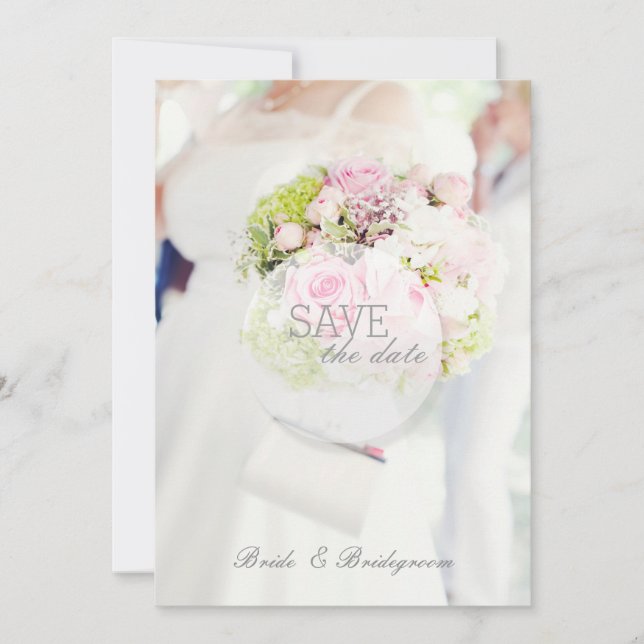 Bride and Flower Bouquet Wedding Save The Date (Front)