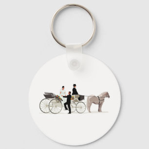 Bride and Groom and a Wedding Carriage Key Ring