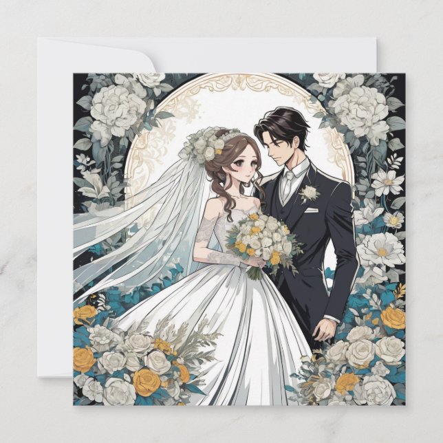 Bride and Groom Anime wedding Invitation (Front)
