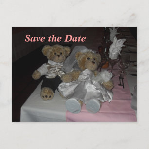 Bride and Groom Bears Announcement Postcard