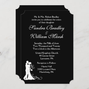 Bride and Groom Black and White Invitation
