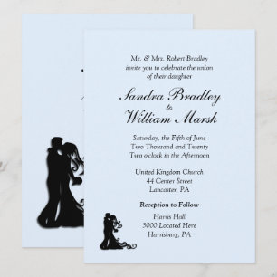 Bride and Groom Blue Wedding Invitation