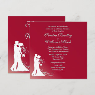 Bride and Groom Burgundy Wedding Invitation