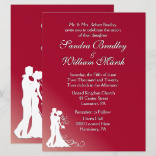 Bride and Groom Burgundy Wedding Invitation