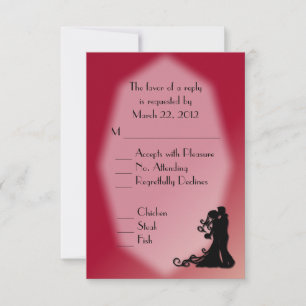 Bride and Groom Burgundy Wedding RSVP Card