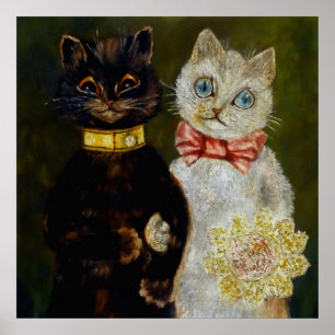 “Bride and Groom” by Louis Wain Poster