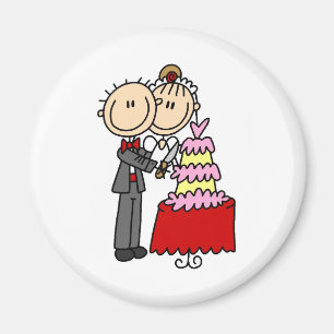 Bride And Groom By The Wedding Cake Magnet