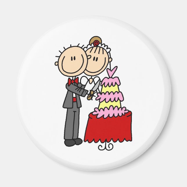 Bride And Groom By The Wedding Cake Magnet (Front)