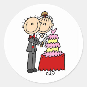 Bride And Groom By The Wedding Cake Sticker
