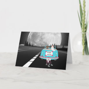 Bride and Groom Car with Full Moon Card