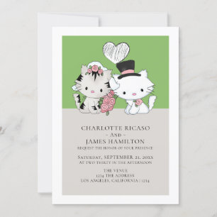 Bride and Groom Cat Themed Wedding Announcement