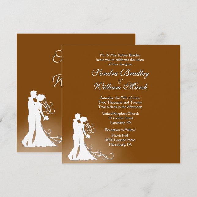 Bride and Groom Chocolate Wedding Invitation (Front/Back)