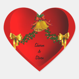 Bride and Groom Christmas Heart Sticker