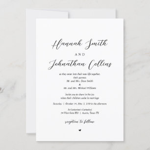 Bride and Groom Church Wedding, Both Parents Invit Invitation