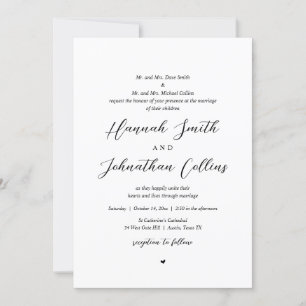 Bride and Groom Church Wedding, Both Parents Invit Invitation