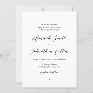 Bride and Groom Church Wedding, Bride Parents Invitation